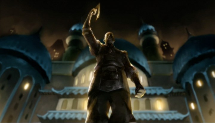 A statue of Sokka. Complete with Boomerang.