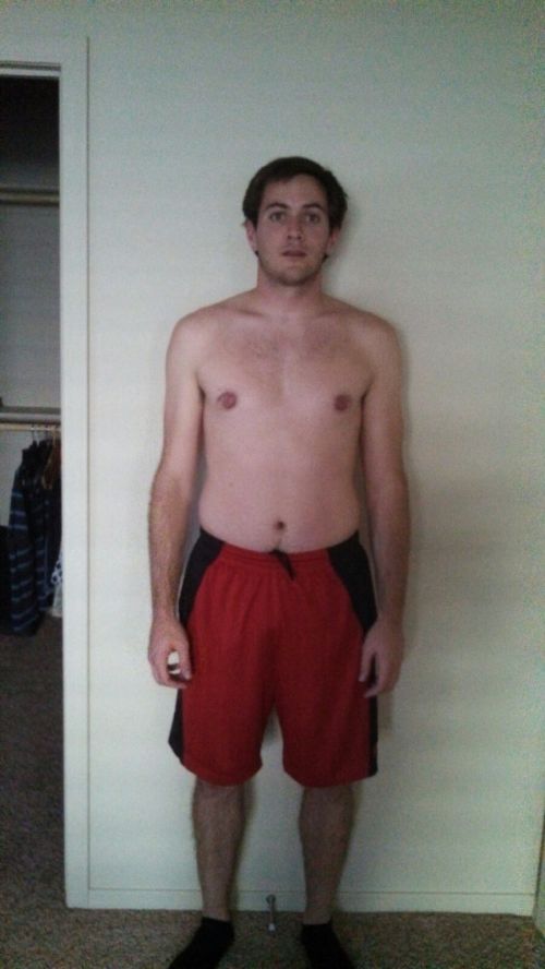 Looks like a shirtless mugshot. 